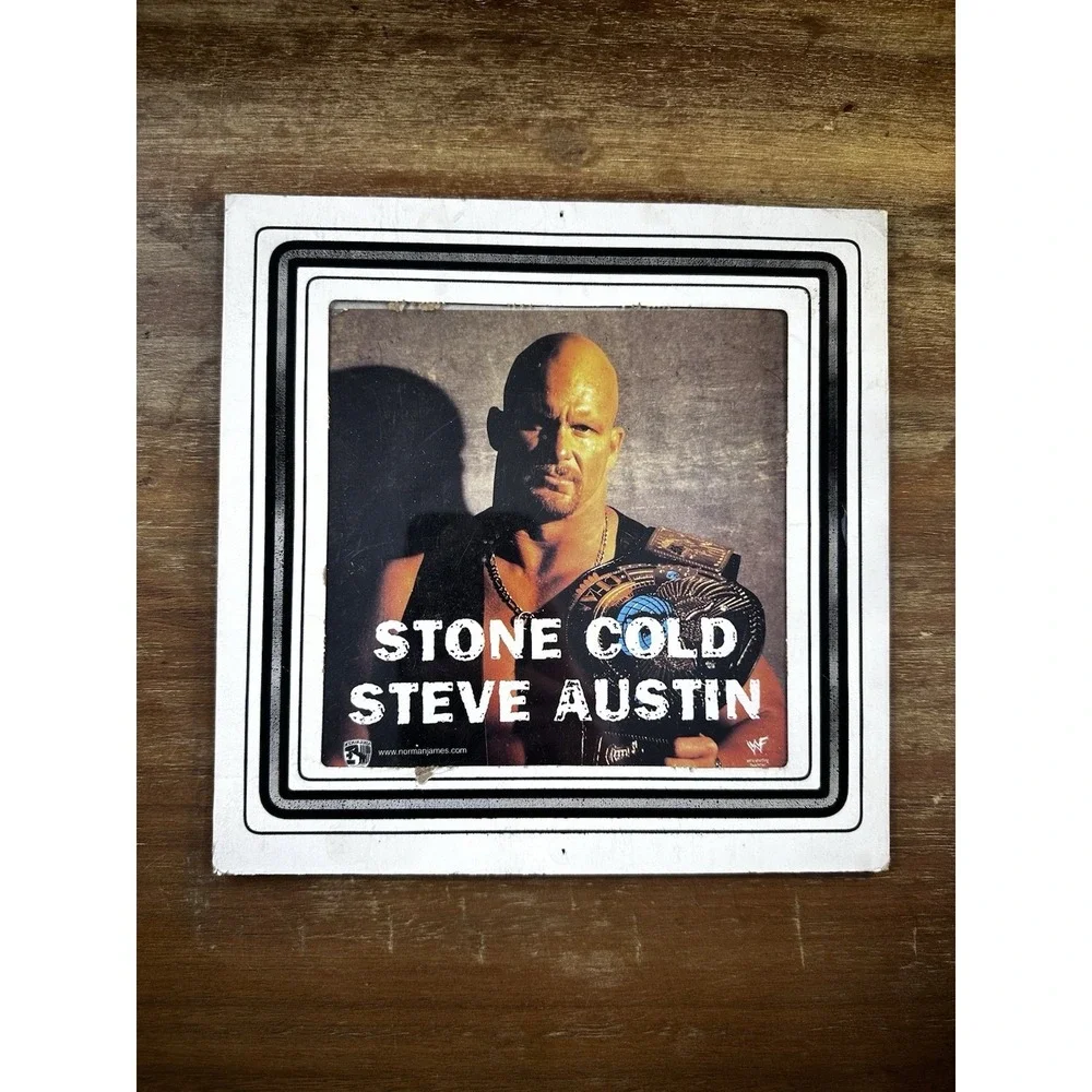 Stone Cold Steve Austin Vintage Carnival Glass Mirror Picture Photo WWF WWE